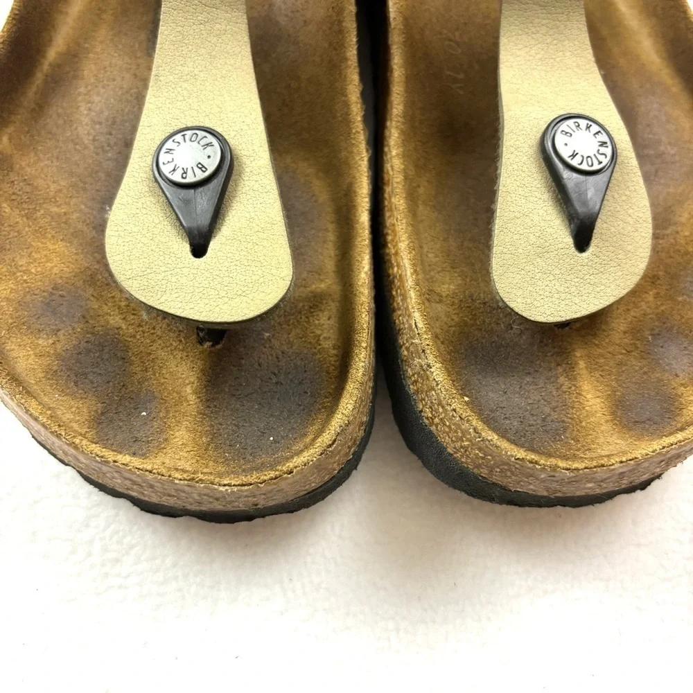Birkenstock Gizeh Tobacco Brown Leather Cork‎ Sole Thong Boho Sandal Size 37